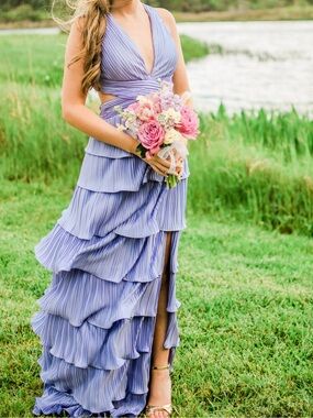 Lulu's Lavender Tiered Ruffle V-Neck Maxi Dress- Size xs